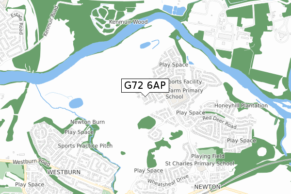 G72 6AP map - small scale - OS Open Zoomstack (Ordnance Survey)