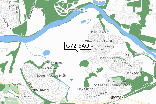 G72 6AQ map - small scale - OS Open Zoomstack (Ordnance Survey)