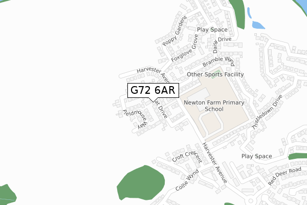 G72 6AR map - large scale - OS Open Zoomstack (Ordnance Survey)
