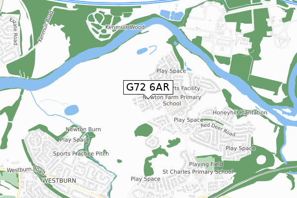G72 6AR map - small scale - OS Open Zoomstack (Ordnance Survey)