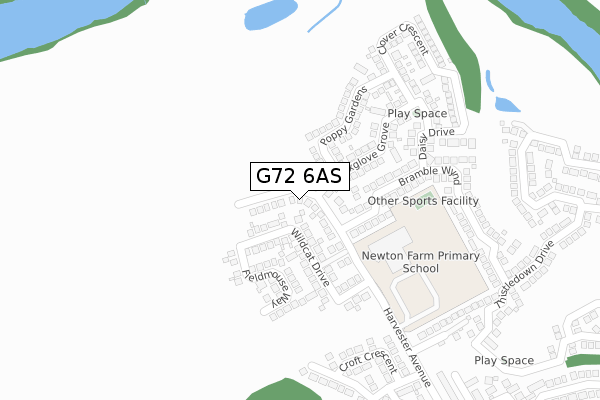 G72 6AS map - large scale - OS Open Zoomstack (Ordnance Survey)
