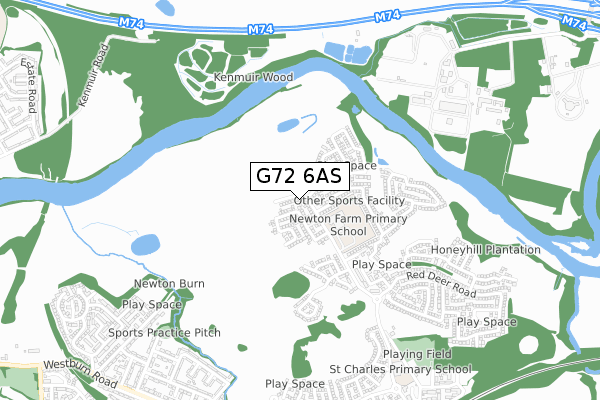 G72 6AS map - small scale - OS Open Zoomstack (Ordnance Survey)