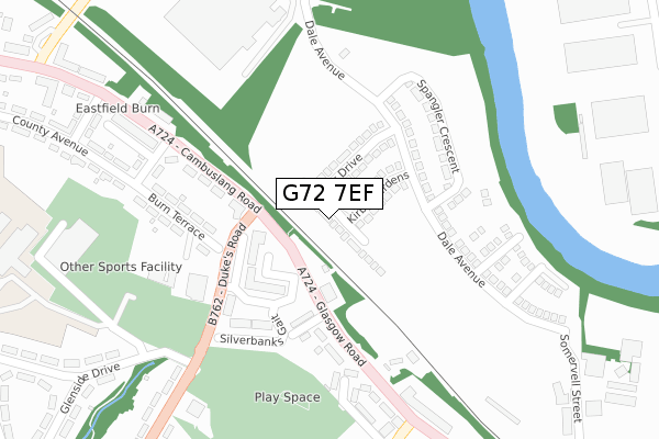 G72 7EF map - large scale - OS Open Zoomstack (Ordnance Survey)