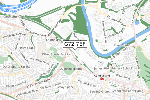 G72 7EF map - small scale - OS Open Zoomstack (Ordnance Survey) G72 7EF map - small scale - OS Open Zoomstack (Ordnance Survey)