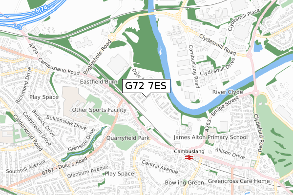 G72 7ES map - small scale - OS Open Zoomstack (Ordnance Survey)