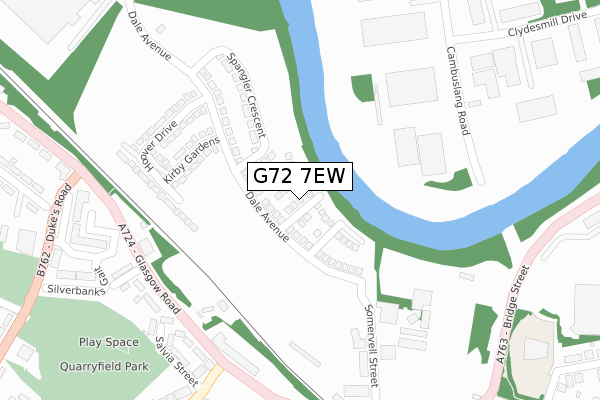 G72 7EW map - large scale - OS Open Zoomstack (Ordnance Survey)