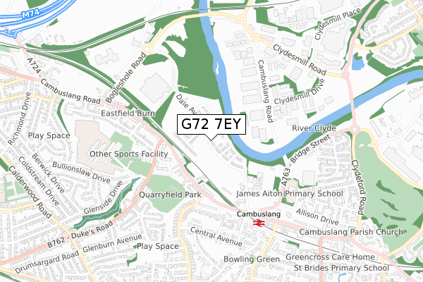 G72 7EY map - small scale - OS Open Zoomstack (Ordnance Survey)