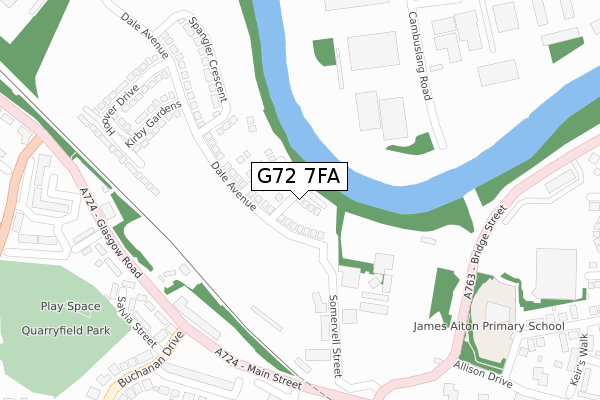 G72 7FA map - large scale - OS Open Zoomstack (Ordnance Survey)