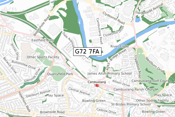 G72 7FA map - small scale - OS Open Zoomstack (Ordnance Survey)