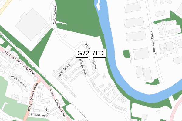 G72 7FD map - large scale - OS Open Zoomstack (Ordnance Survey)