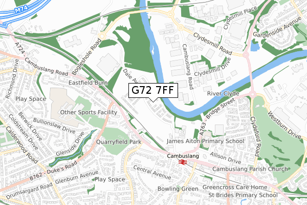 G72 7FF map - small scale - OS Open Zoomstack (Ordnance Survey)