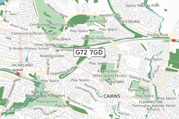 G72 7GD map - small scale - OS Open Zoomstack (Ordnance Survey)