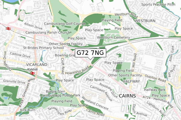 G72 7NG map - small scale - OS Open Zoomstack (Ordnance Survey)