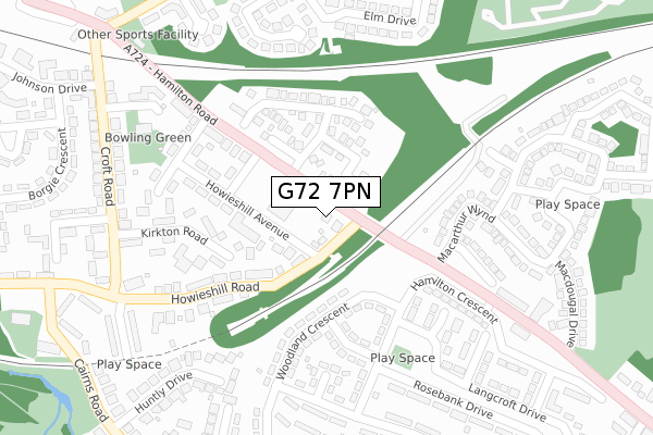 G72 7PN map - large scale - OS Open Zoomstack (Ordnance Survey)