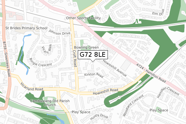 G72 8LE map - large scale - OS Open Zoomstack (Ordnance Survey)
