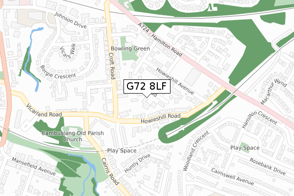 G72 8LF map - large scale - OS Open Zoomstack (Ordnance Survey)