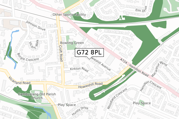 G72 8PL map - large scale - OS Open Zoomstack (Ordnance Survey)