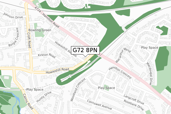 G72 8PN map - large scale - OS Open Zoomstack (Ordnance Survey)