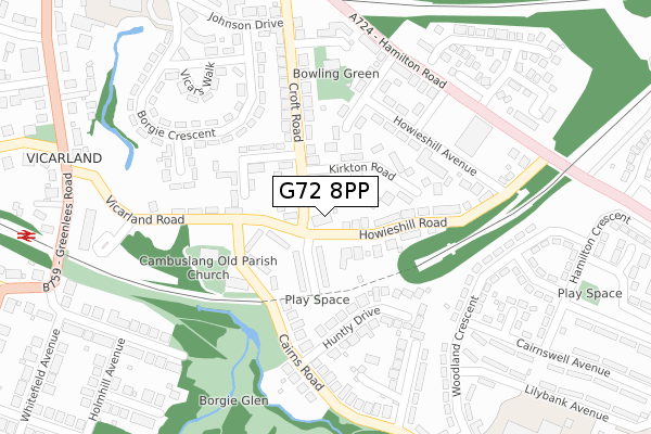 G72 8PP map - large scale - OS Open Zoomstack (Ordnance Survey)