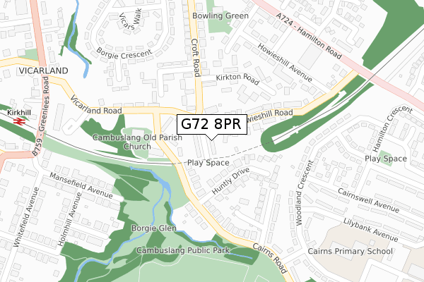 G72 8PR map - large scale - OS Open Zoomstack (Ordnance Survey)