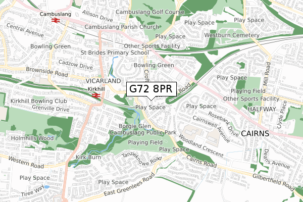 G72 8PR map - small scale - OS Open Zoomstack (Ordnance Survey)