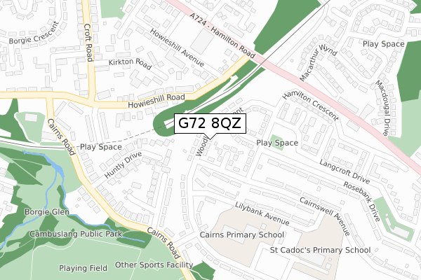 G72 8QZ map - large scale - OS Open Zoomstack (Ordnance Survey)