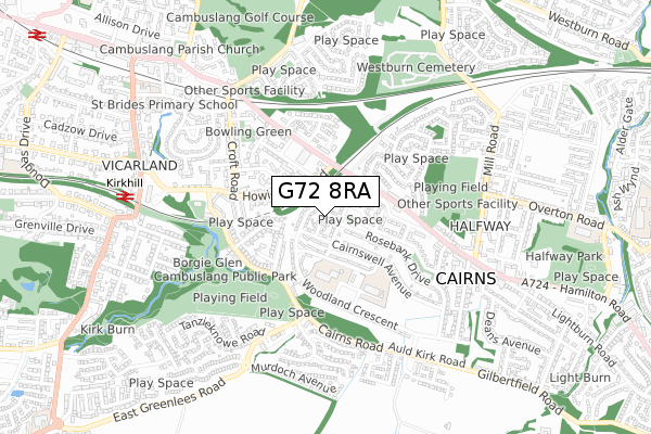 G72 8RA map - small scale - OS Open Zoomstack (Ordnance Survey)