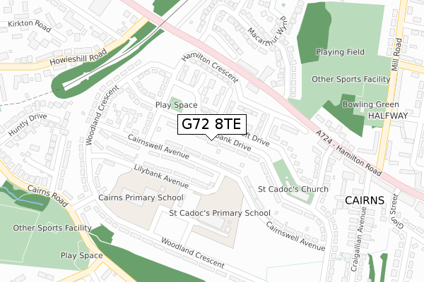 G72 8TE map - large scale - OS Open Zoomstack (Ordnance Survey)