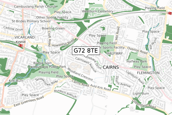 G72 8TE map - small scale - OS Open Zoomstack (Ordnance Survey)