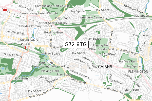 G72 8TG map - small scale - OS Open Zoomstack (Ordnance Survey)