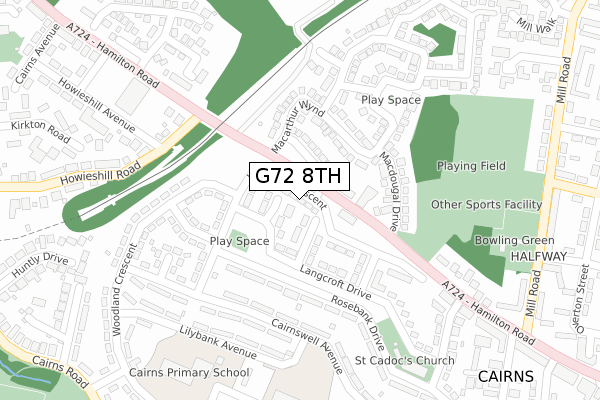 G72 8TH map - large scale - OS Open Zoomstack (Ordnance Survey)