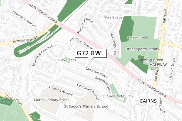 G72 8WL map - large scale - OS Open Zoomstack (Ordnance Survey) G72 8WL map - large scale - OS Open Zoomstack (Ordnance Survey)