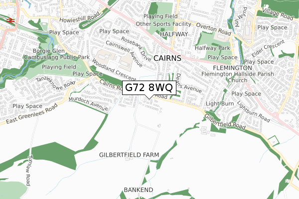 G72 8WQ map - small scale - OS Open Zoomstack (Ordnance Survey)