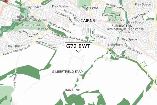 G72 8WT map - small scale - OS Open Zoomstack (Ordnance Survey)