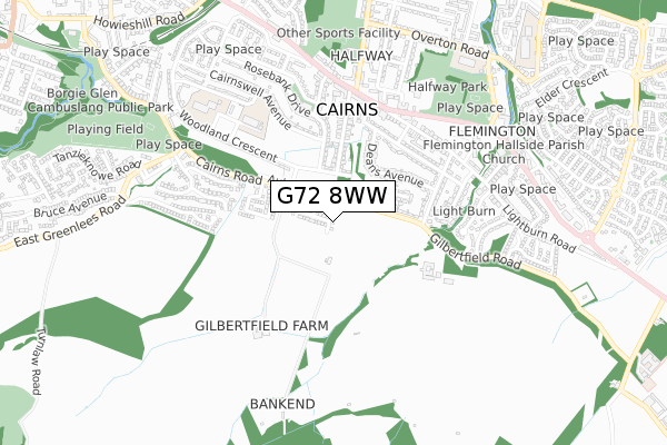 G72 8WW map - small scale - OS Open Zoomstack (Ordnance Survey) G72 8WW map - small scale - OS Open Zoomstack (Ordnance Survey)