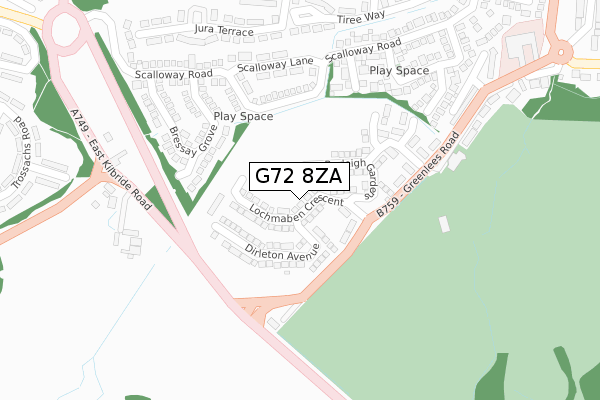 G72 8ZA map - large scale - OS Open Zoomstack (Ordnance Survey)