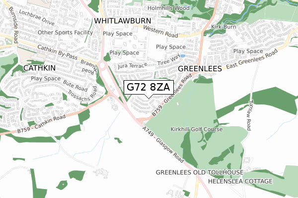 G72 8ZA map - small scale - OS Open Zoomstack (Ordnance Survey)