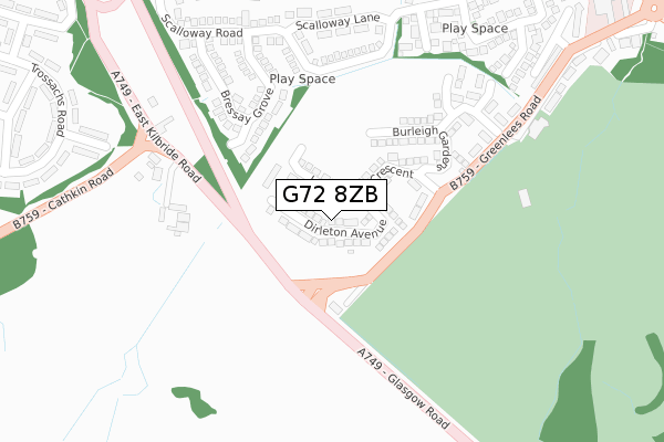 G72 8ZB map - large scale - OS Open Zoomstack (Ordnance Survey)