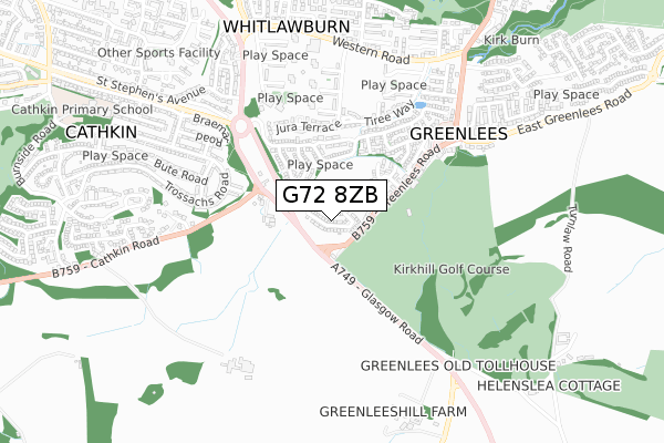 G72 8ZB map - small scale - OS Open Zoomstack (Ordnance Survey)
