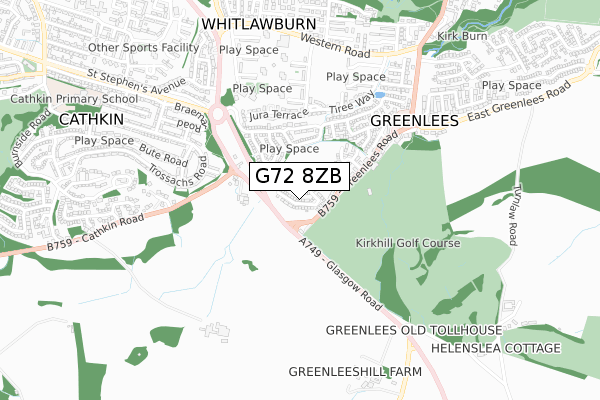G72 8ZB map - small scale - OS Open Zoomstack (Ordnance Survey) G72 8ZB map - small scale - OS Open Zoomstack (Ordnance Survey)