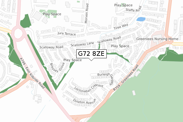 G72 8ZE map - large scale - OS Open Zoomstack (Ordnance Survey)