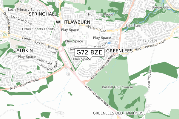 G72 8ZE map - small scale - OS Open Zoomstack (Ordnance Survey)