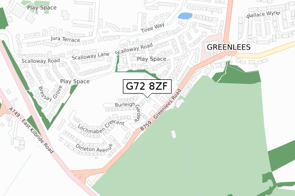 G72 8ZF map - large scale - OS Open Zoomstack (Ordnance Survey)