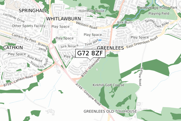 G72 8ZF map - small scale - OS Open Zoomstack (Ordnance Survey)