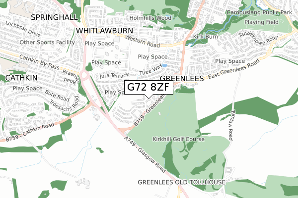 G72 8ZF map - small scale - OS Open Zoomstack (Ordnance Survey) G72 8ZF map - small scale - OS Open Zoomstack (Ordnance Survey)