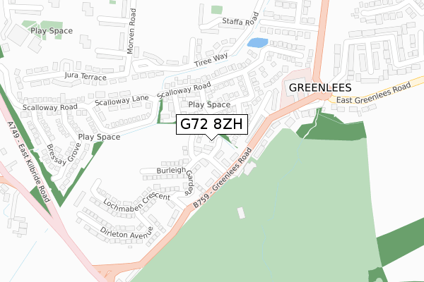 G72 8ZH map - large scale - OS Open Zoomstack (Ordnance Survey)