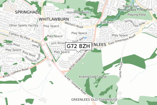 G72 8ZH map - small scale - OS Open Zoomstack (Ordnance Survey)