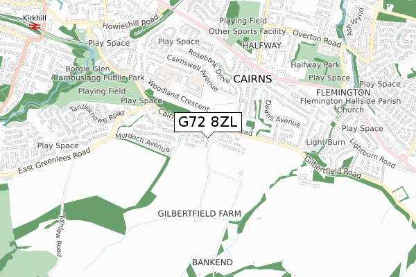 G72 8ZL map - small scale - OS Open Zoomstack (Ordnance Survey)