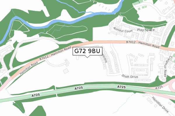 G72 9BU map - large scale - OS Open Zoomstack (Ordnance Survey)