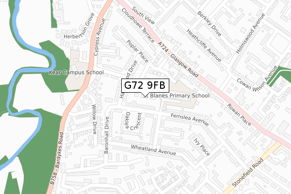 G72 9FB map - large scale - OS Open Zoomstack (Ordnance Survey)